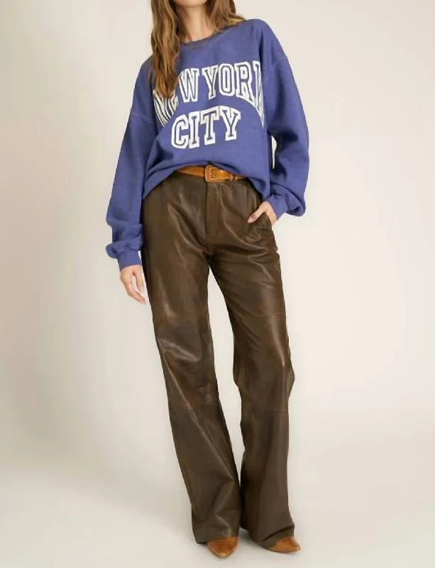 New York City Oversized Sweatshirt In Rich Indigo Hoodie with Hidden Zipper Minimalist Clean