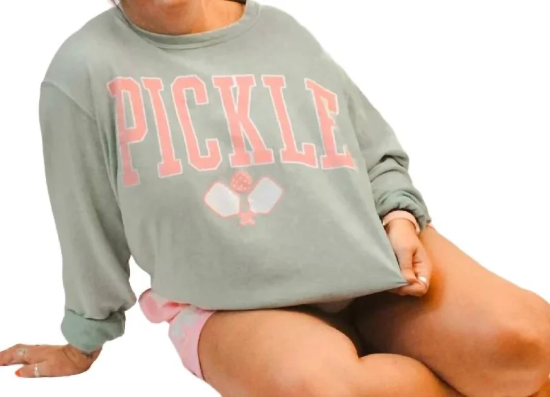 Pickle Sweatshirt In Mint Hoodie with Hem Lace Feminine Delicate
