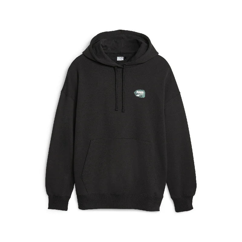 PUMA Women's DOWNTOWN Oversized Graphic Hoodie Hoodie with Rolled Sleeves Casual Relaxed