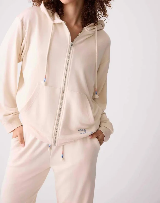 Sunrise Stripe Hoodie In Stone Hoodie with Typography Text Message