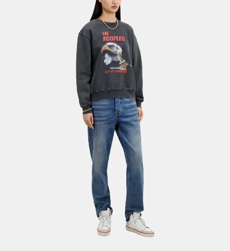 Sweatshirt With Eagle SerigraphyÂ  Hoodie with Elastic Waist Stretchable Comfortable