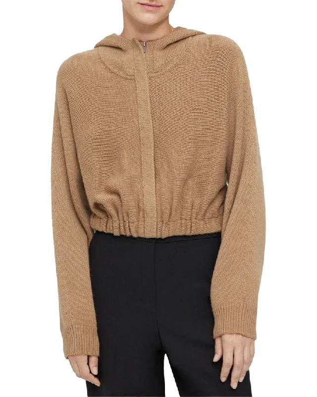 Theory Cashmere Cropped Hoodie Hoodie with Emblem Brand Identity