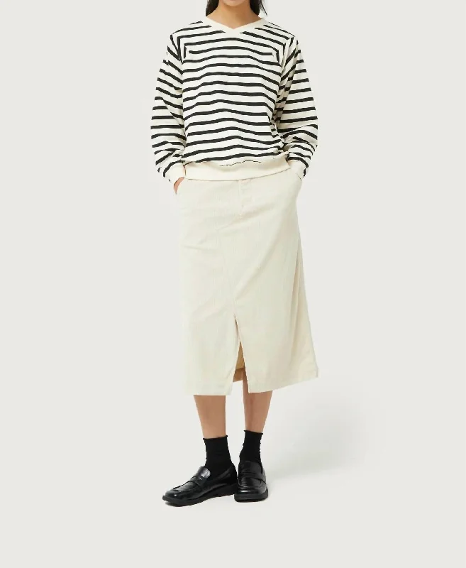 Valery Stripes Sweatshirt In Black & White Stripes Hoodie with Hem Applique Textured Unique