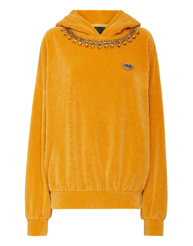 Velvet Hoodie sweatshirt Crystal Chain Hoodie with Gradient Ombre Colorful