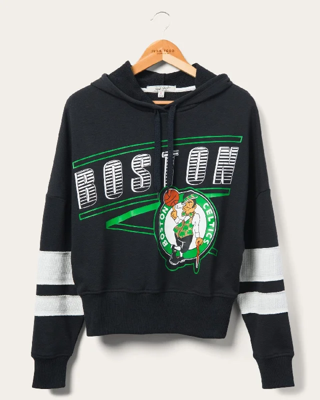 Women's Celtics Overtime Striped Fleece Hoodie Hoodie with Zipper Versatile Modern
