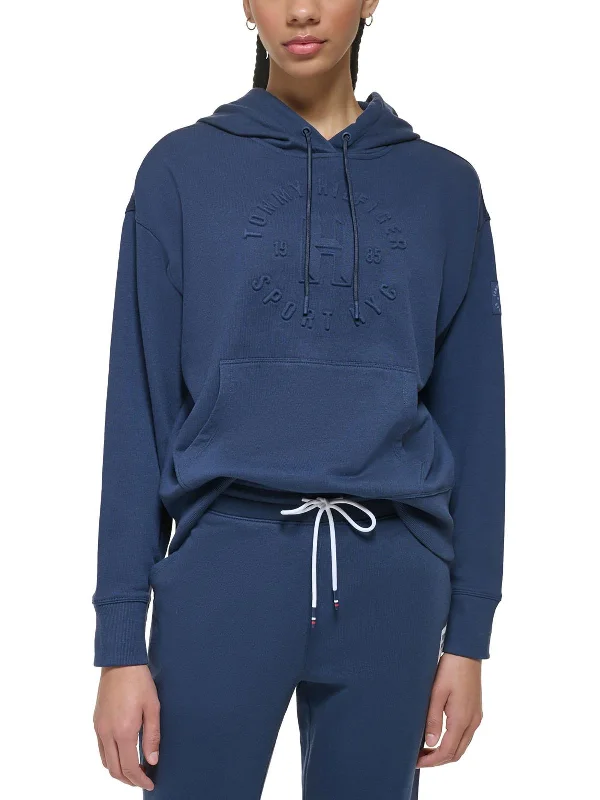 Womens Embossed Long Sleeve Hoodie Hoodie with Drop Shoulder Relaxed Streetwear