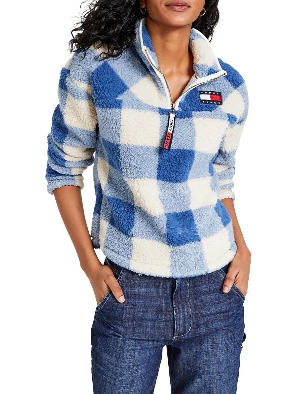 Womens Fleece 1/4 Zip Sweatshirt Hoodie with Longline Fit Extended Stylish