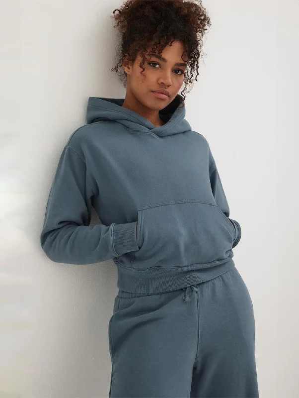 Womens Hart Eco-Fleece Cropped Hoodie Hoodie with Double Zipper Versatile Adjustable