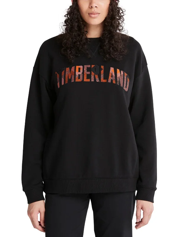 Womens Logo Crewneck Sweatshirt Hoodie with Puffed Sleeves Voluminous Trendy