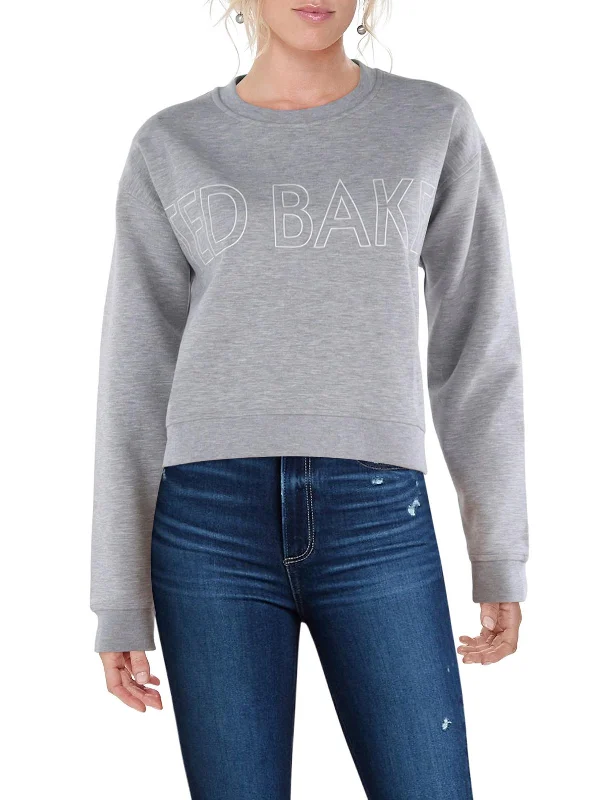 Womens Logo Workout Sweatshirt Hoodie with Applique Textured Unique