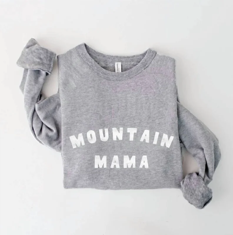 Women's Mountain Mama Graphic Sweatshirt In Athletic Heather Hoodie Dress Longline Feminine