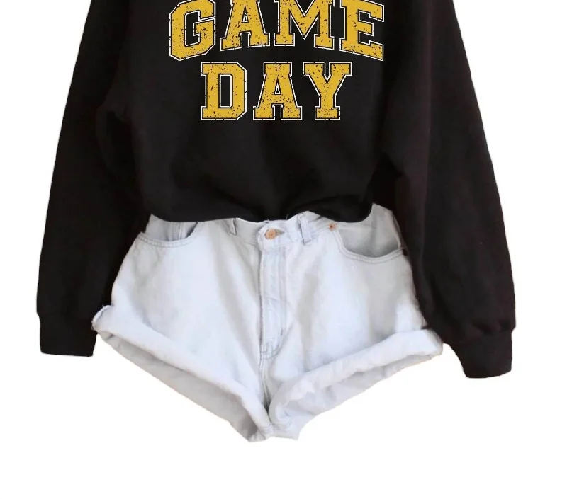 Women's University Of Colorado Game Day Sweatshirt In Black Hoodie with Hem Embroidery Detailed Premium