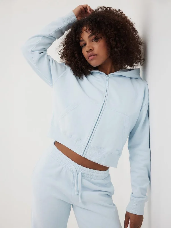 Womens Whitley Eco-Fleece Cropped Zip Hoodie Hoodie with Mock Neck Collared Structured