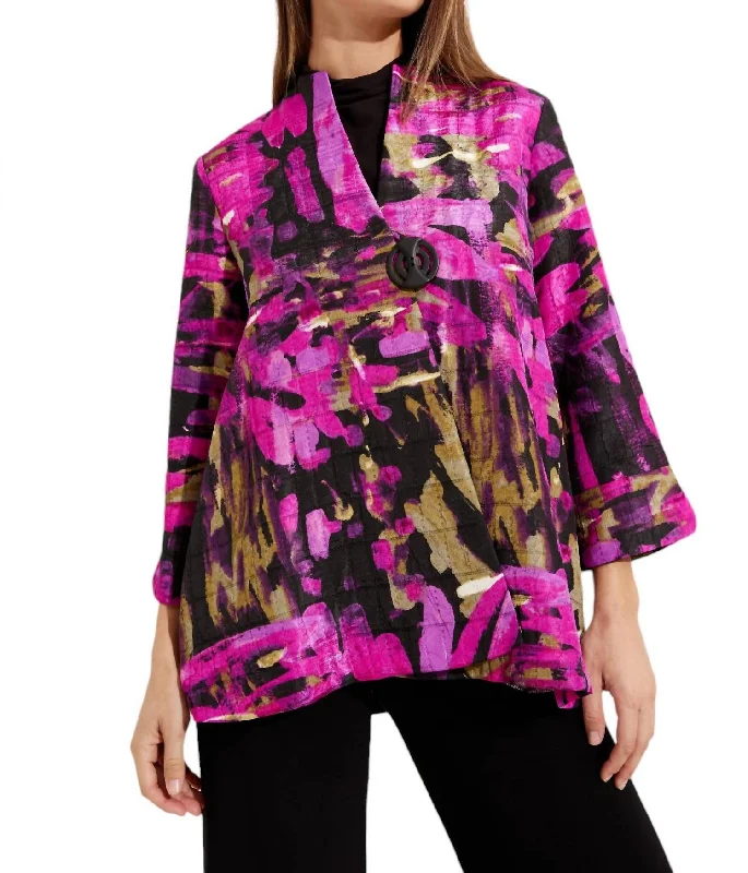 Abstract Print Jacket In Black/multi Mesh Jacket Canvas Jacket Denim Jacket