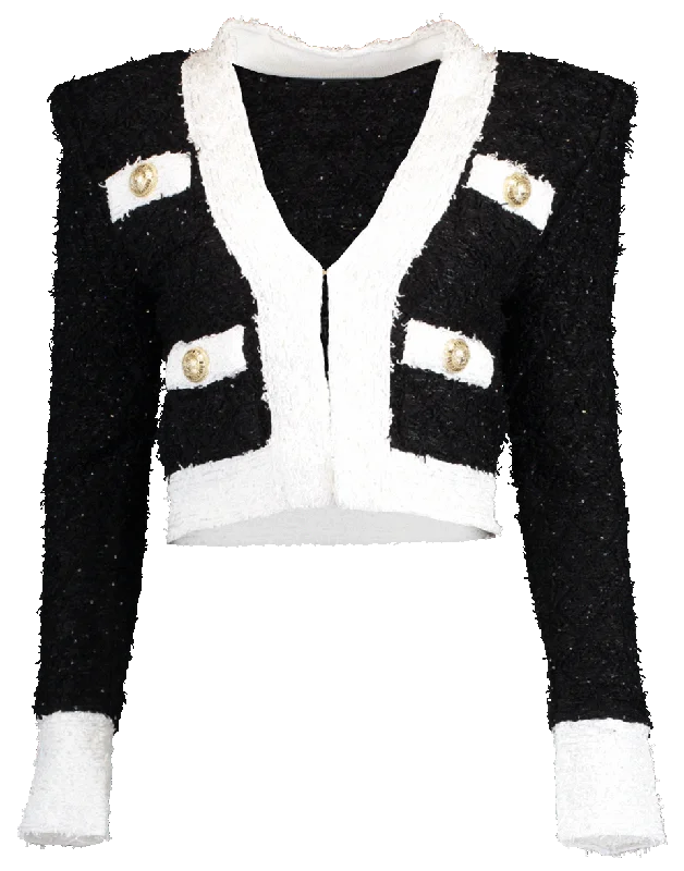 Collarless Tweed Jacket Appliqued Jacket Beaded Jacket Sequined Jacket