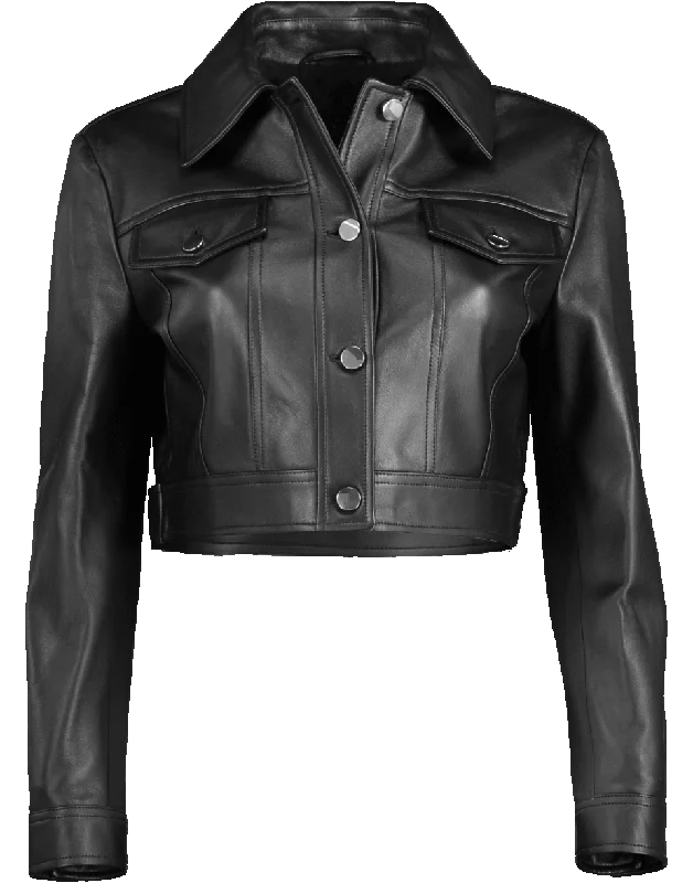 Cropped Leather Jacket Jacket Blazer Coat