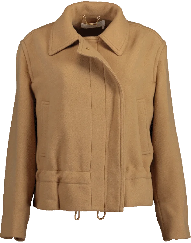 Cropped Wool Jacket Notch Collar Peter Pan Collar Cowl Neck