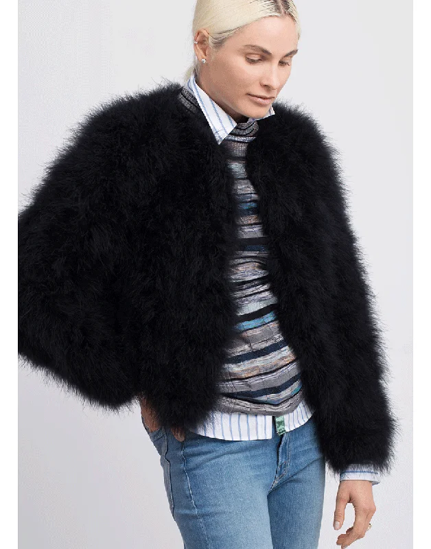 Deora Feather Jacket Front Pockets Side Pockets Patch Pockets