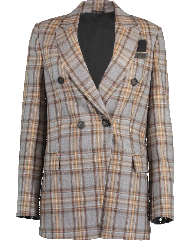 Double Breasted Flannel Plaid Jacket Faux Fur Jacket Real Fur Jacket Shearling Jacket