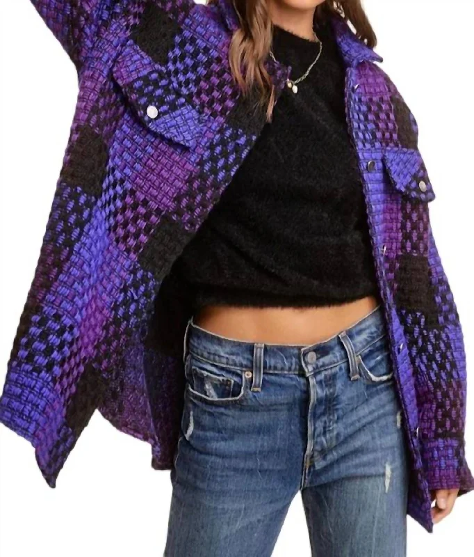Ginny Check Patterned Oversized Jacket In Violet Oversized Jacket Tailored Jacket Straight Jacket