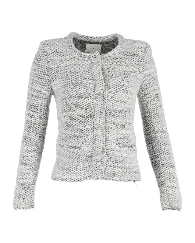 IRO Handi Evening Jacket in Grey Wool Striped Jacket Polka Dot Jacket Floral Jacket