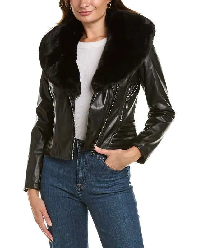La Fiorentina Moto Jacket One-Shoulder Jacket Off-the-Shoulder Jacket Asymmetrical Jacket