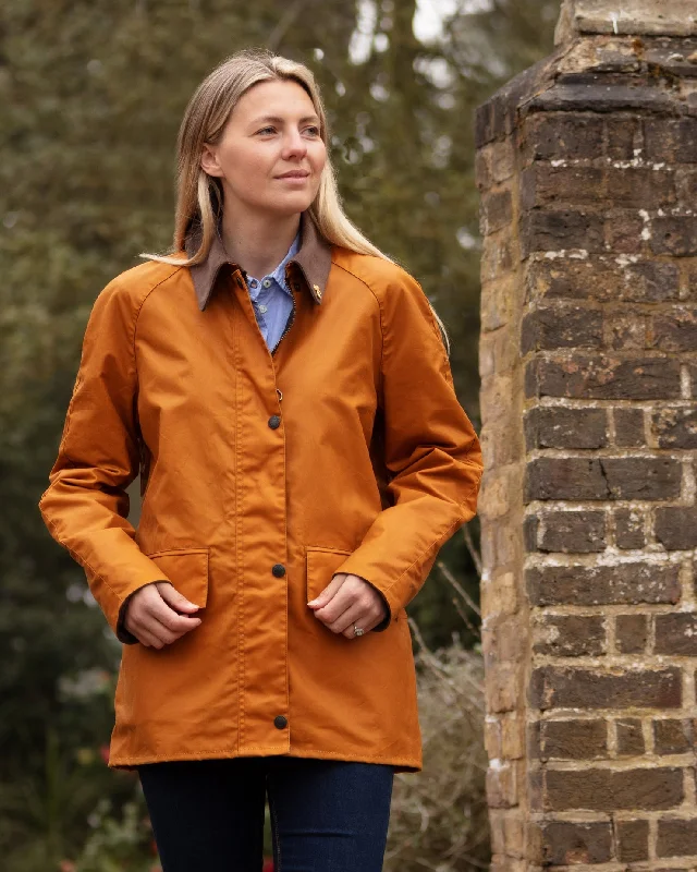 Ladies Bold Landowner Wax Walking Jacket - Sand Notch Collar Peter Pan Collar Cowl Neck