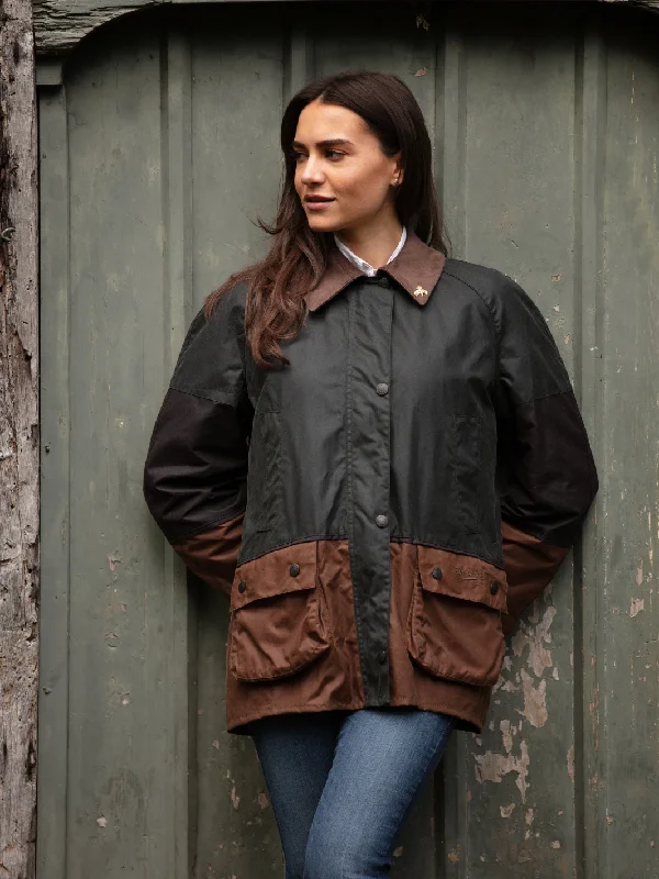 Ladies Landowner Tri-Colour Wax Walking Jacket - Forest Cotton Jacket Linen Jacket Terry Jacket