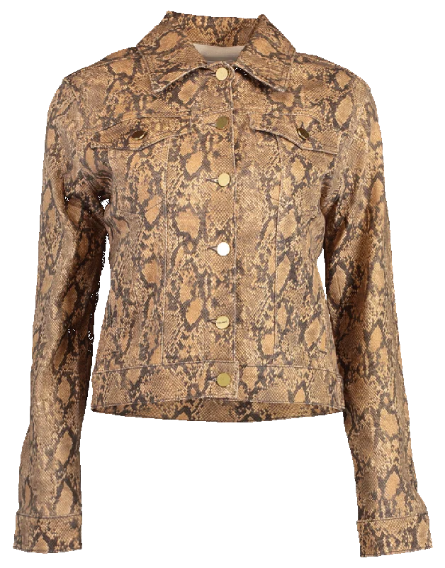 Le Vintage Coated Python Jacket Zippered Jacket Buttoned Jacket Snapped Jacket