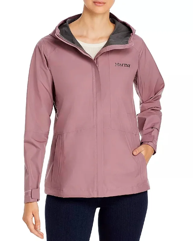 Minimalist Hooded Waterproof Jacket In Dream State Zip Front Button Front Snap Front