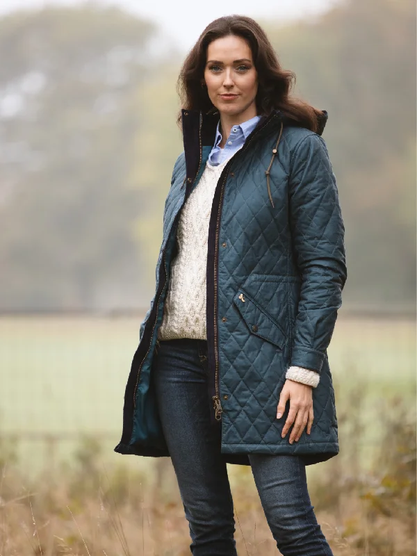 Newmarket Hooded Jacket - Teal Cardigan Sweater Pullover