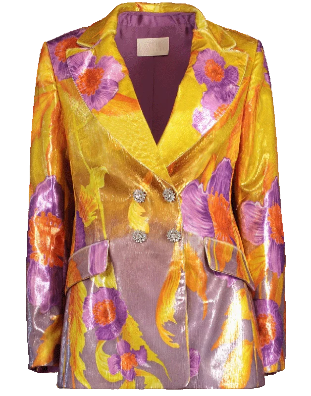 Printed Velvet Jacket Hooded Jacket Caped Jacket Shawl Collar Jacket
