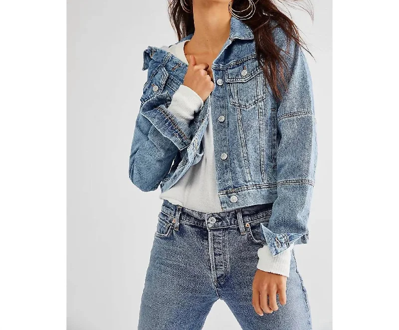 Rumors Denim Jacket In Light Indigo Jersey Jacket Tulle Jacket Batik Jacket