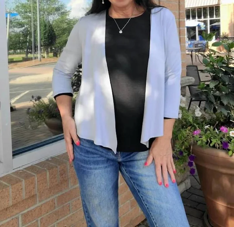 Short Jacket In Cloud Zippered Front Buttoned Front Snap Front