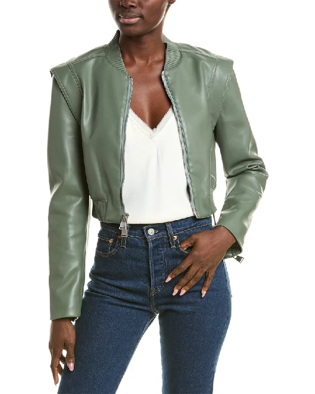 SIMKHAI Doreen Boxy Bomber Jacket Cotton Fabric Linen Fabric Terry Fabric