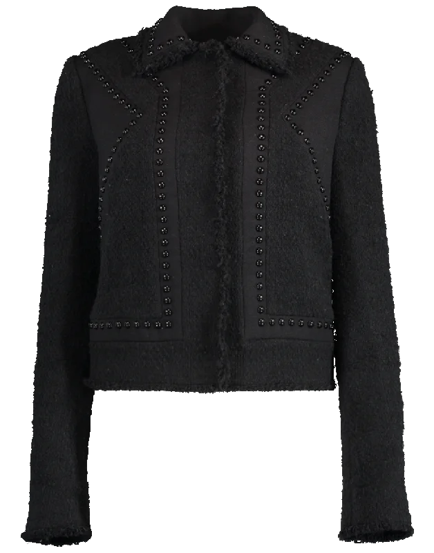Studded Jacket Zippered Front Buttoned Front Snap Front