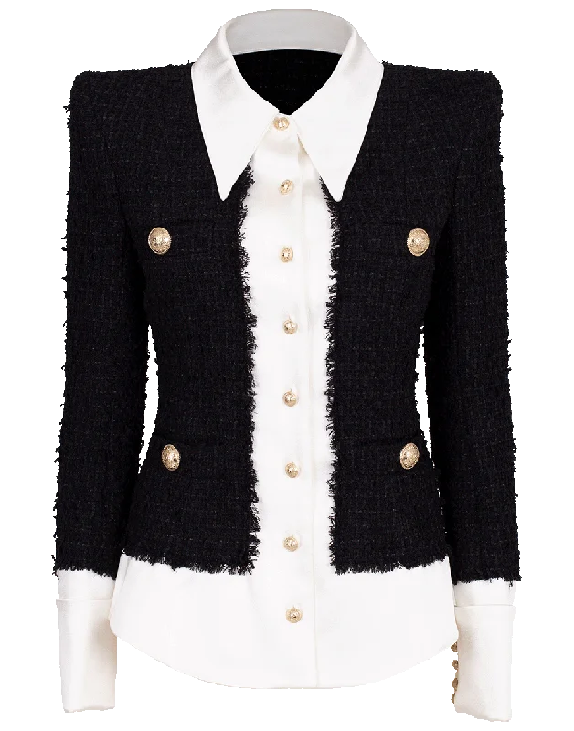 Tweed and Satin Shirt Jacket Jersey Jacket Tulle Jacket Batik Jacket