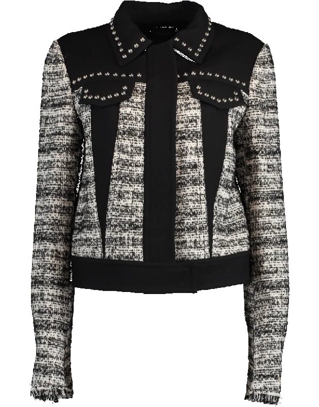 Tweed Studded Jacket Knit Fabric Woven Fabric Fleece Fabric