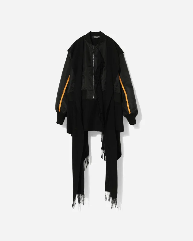 Women's Nylon Twill MA-1 Jacket Black Mesh Jacket Canvas Jacket Denim Jacket