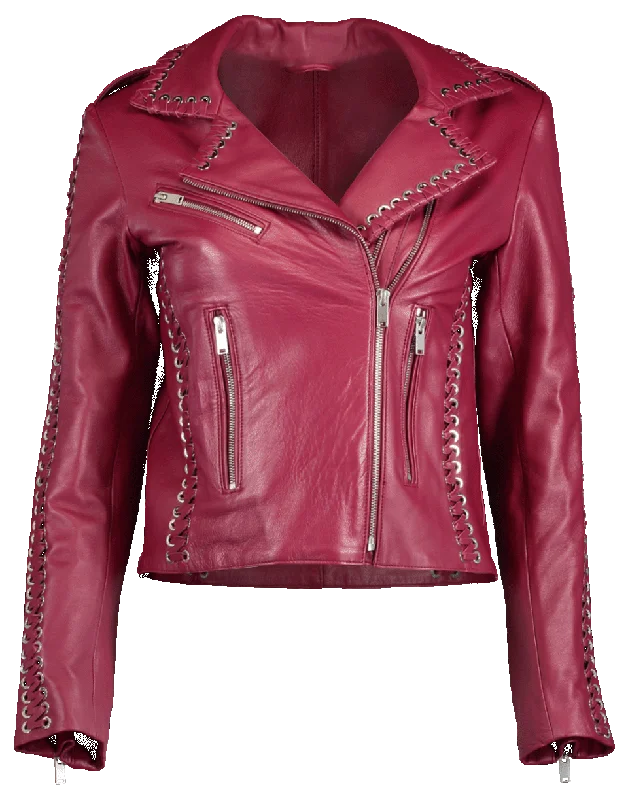 Whipstitch Vinyl Leather Jacket Hooded Jacket Caped Jacket Shawl Collar Jacket