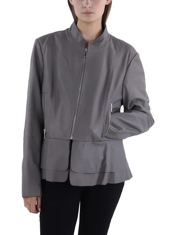 Womens Leather Peplum Leather Jacket Rayon Fabric Velvet Fabric Corduroy Fabric