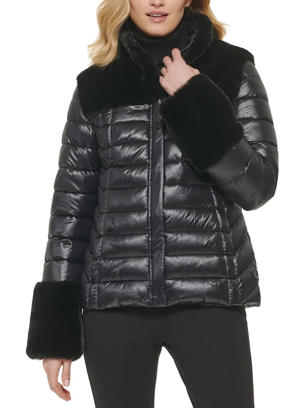 Womens Short Fall Weather Puffer Jacket Striped Jacket Polka Dot Jacket Floral Jacket