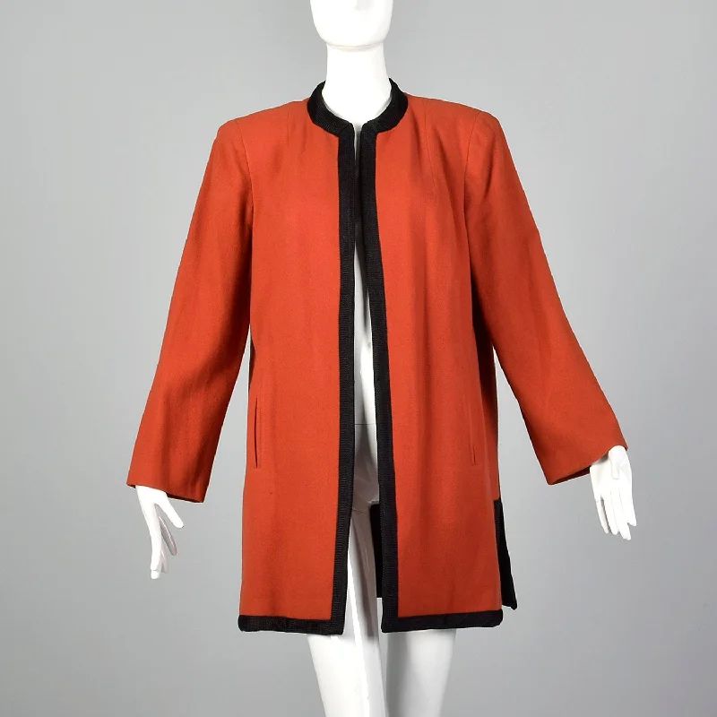 1940s Coral Tweed Clutch Coat Fuzzy Sherpa Pullover