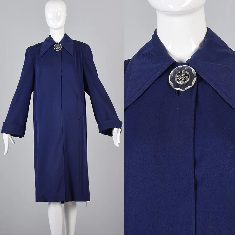 1940s Navy Coat with Lucite Button Warmth-Enhanced Parka