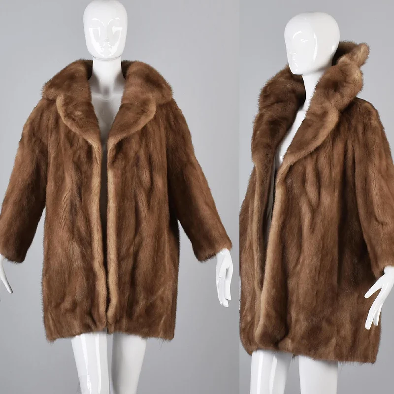 1950s Mink Coat with Dramatic Scalloped Collar Elegant Satin Bolero