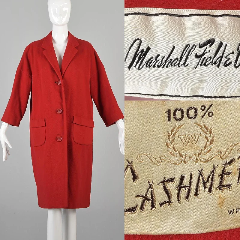 1960s Marshall Fields Lipstick Red Cashmere Coat Bold Color Block Coat