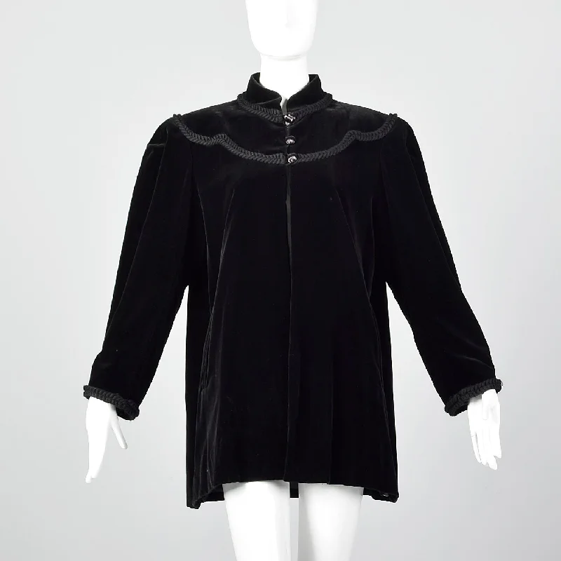1980s Yves Saint Laurent Velvet Swing Coat Flowy Lightweight Kimono