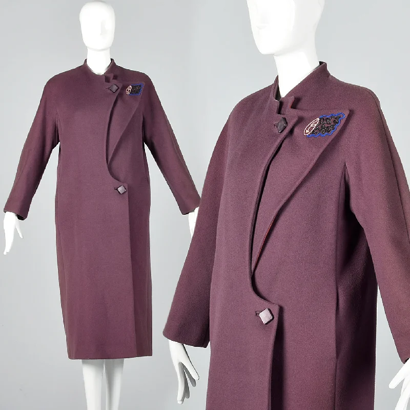 1980s Zandra Rhodes Asymmetric Winter Coat Stylish Bomber Jacket