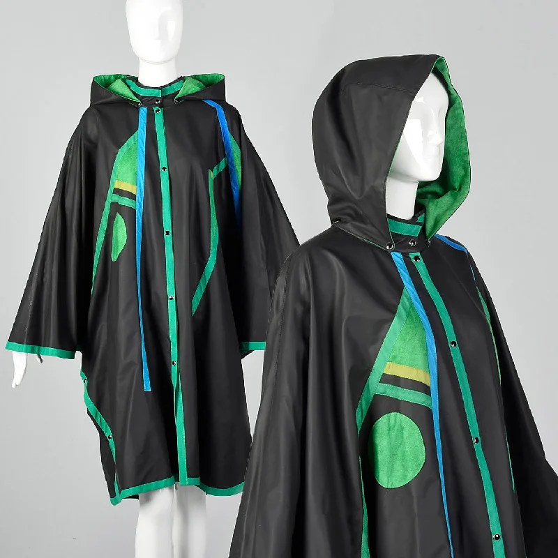 1990s Iris Mansard Rain Coat with Geometric Patterns Cropped Fleece Jacket