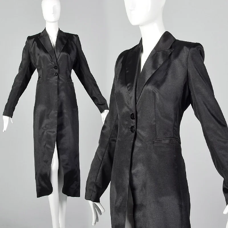2000s Black Coat with Petal Hem Velvet Evening Cape